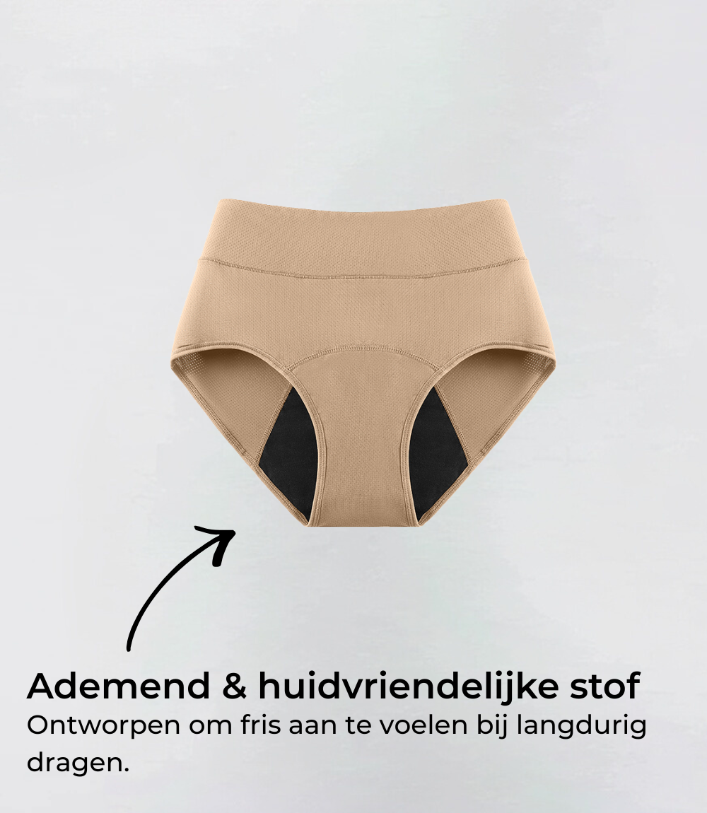 Hiphugger in beige, productfoto met tekstuele toelichting – Maysa