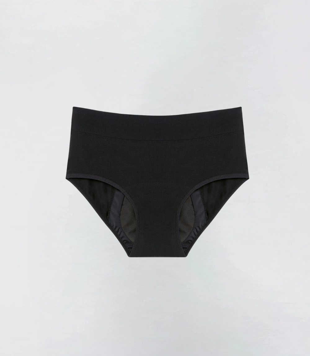 Incontinentie Comfort Slip Zijdezacht in zwart, productfoto – Maysa